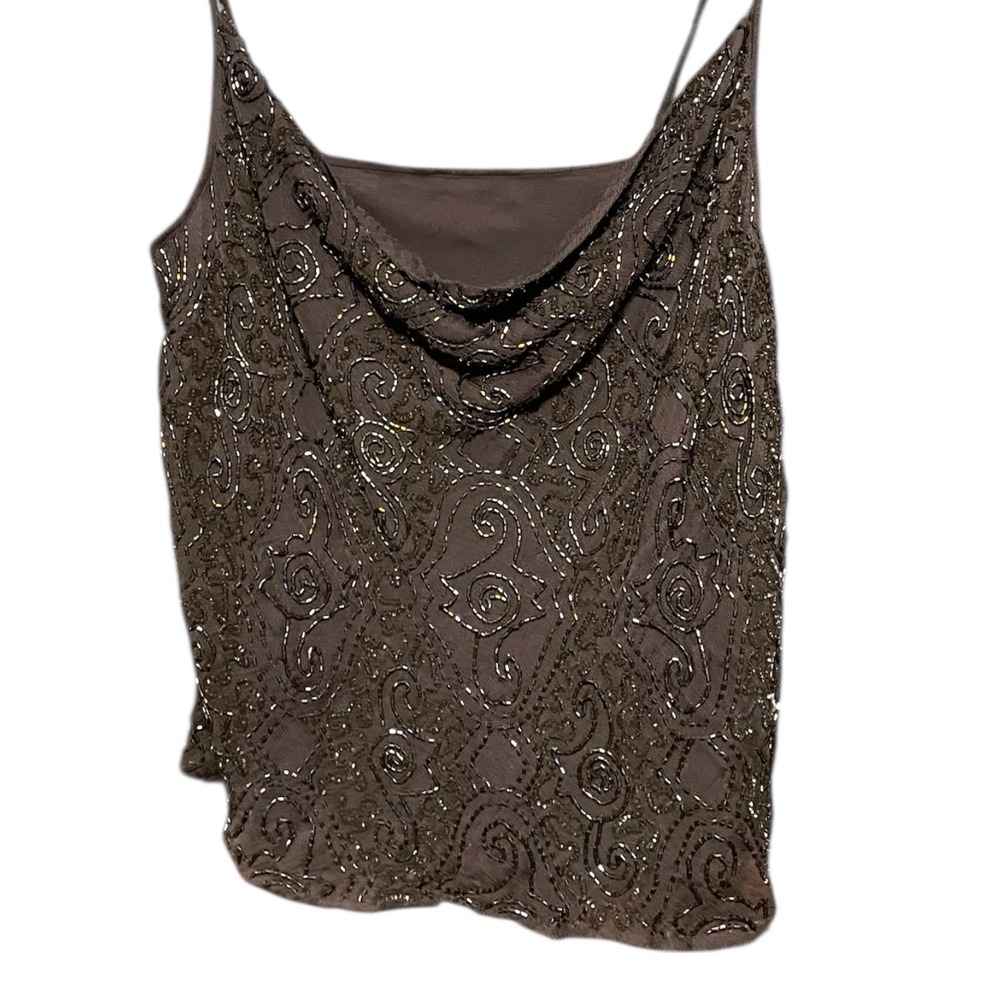 Newport News‎ Sun Streek Bronze Beaded Silk Vintage Y2K Camisole Top New